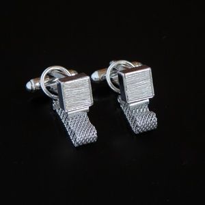 Brushed Metal Wrap Around Mesh Cufflinks